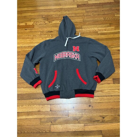 Franchise Club Nebraska Corn Huskers Mens Reversible Jacket Size 2XL Gray Black - Picture 1 of 10
